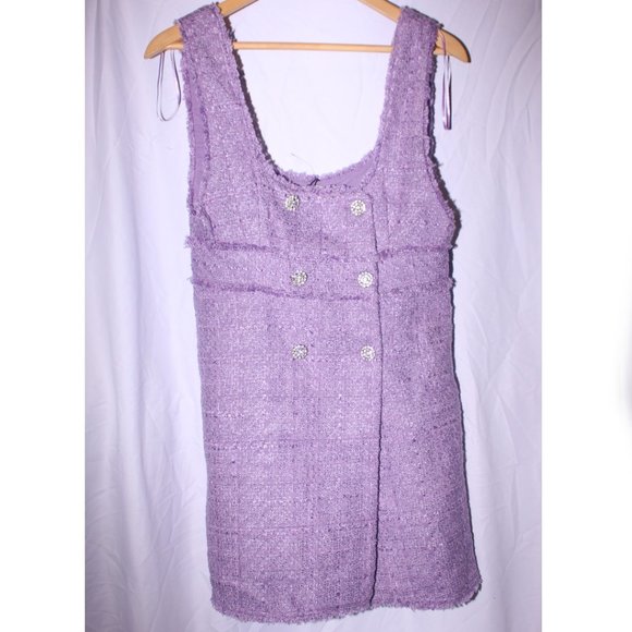 NWT Zara Purple Tweed Mini Dress Size XS - Picture 10 of 10
